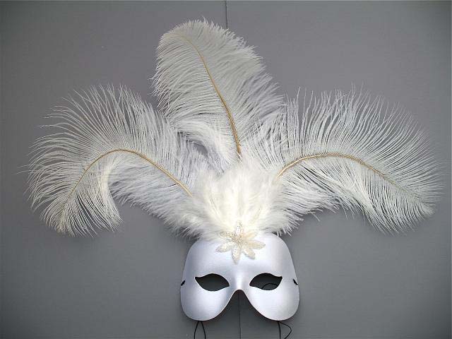 white princess masquerade feather mask