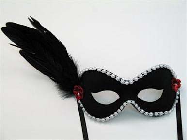 black portia masquerade feather mask