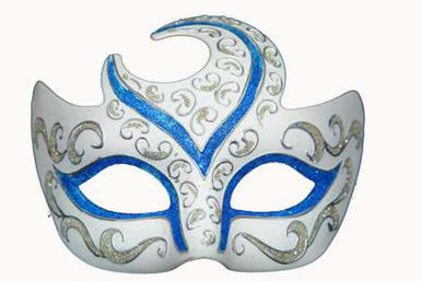blue venetian half moon masquerade mask