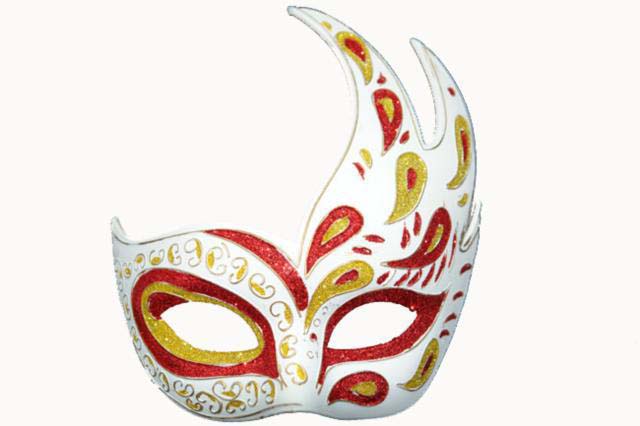 red gold venetian wave masquerade mask