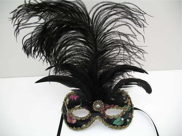 emiko feather and rhinestone mask