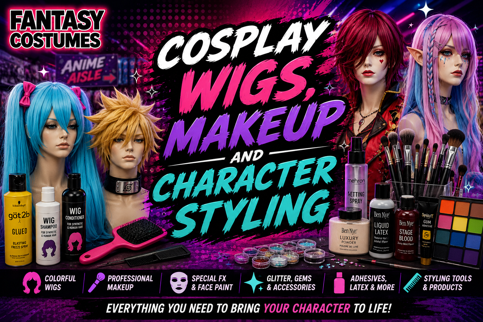 Cosplay Wigs, Makeup and Character Styling