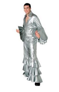70s disco costume, silver mens with fringe