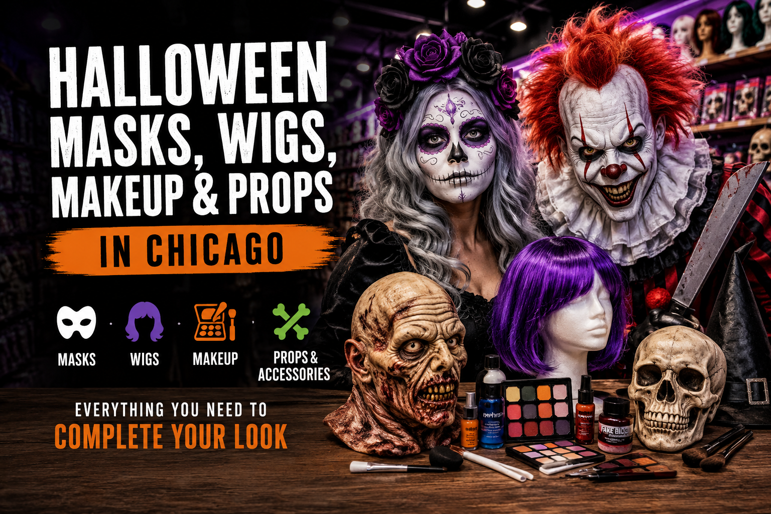 Halloween Masks, Wigs, Makeup & Props in Chicago Halloween Masks, Wigs, Makeup & Props in Chicago