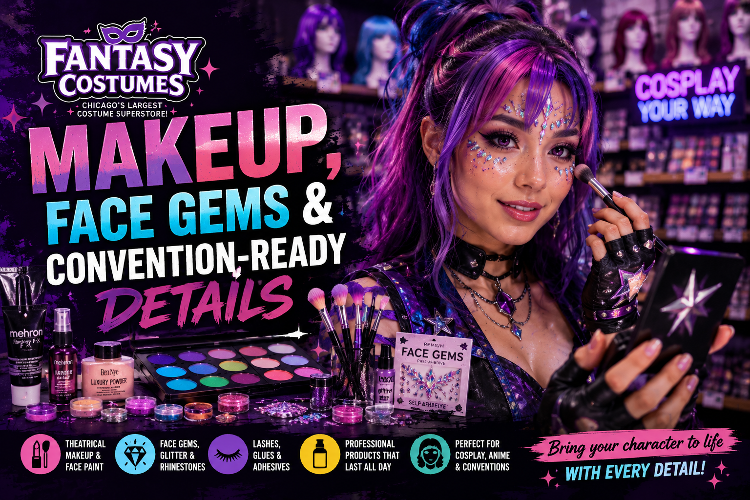 Makeup, Face Gems & Convention-Ready Details Makeup, Face Gems & Convention-Ready Details