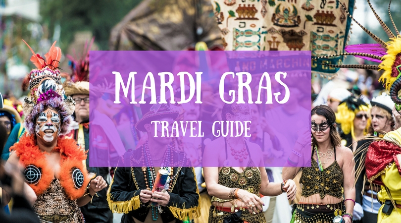 MARDI GRAS TRAVEL GUIDE COVER IMAGE SHOWING CROWDS AT MARDI GRAS IN NEW ORLEANS