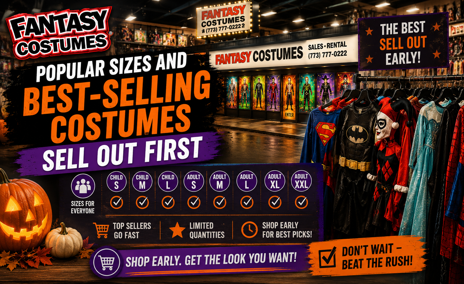 Popular Sizes and Best-Selling Costumes Sell Out First Popular Sizes and Best-Selling Costumes Sell Out First